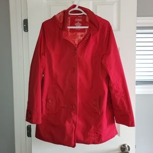 L.L. Bean Button Up Red Hooded Jacket